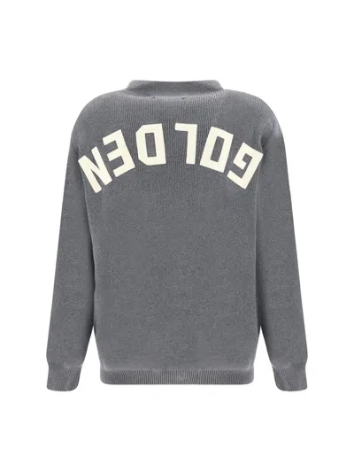 Golden Goose V-neck Gray Cardigan With Embroidered Patch In Gray