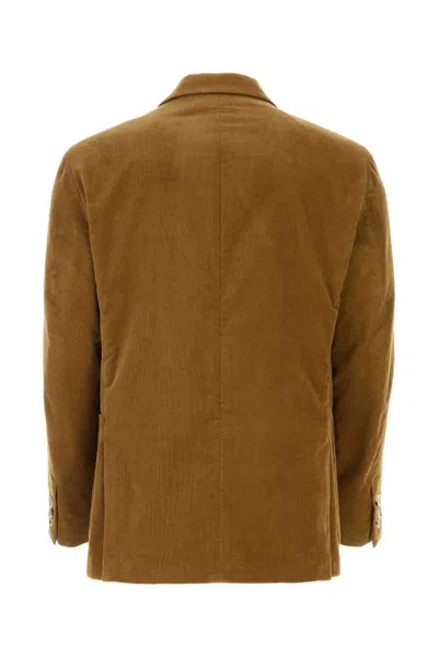 Gucci Velvet Blazer With Front Pockets And Notch Lapels In Brown