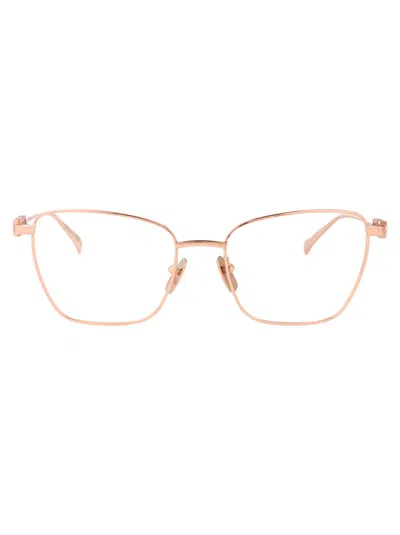Gucci Gold Metal Optical Glasses In Brown