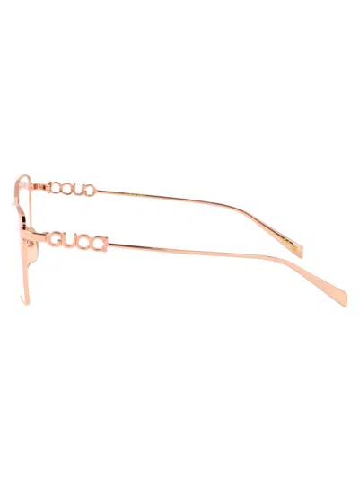 Gucci Gold Metal Optical Glasses In Brown
