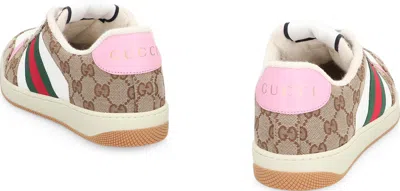 Gucci Women Gg Fabric Sneakers With Iconic Web Stripe On The Side