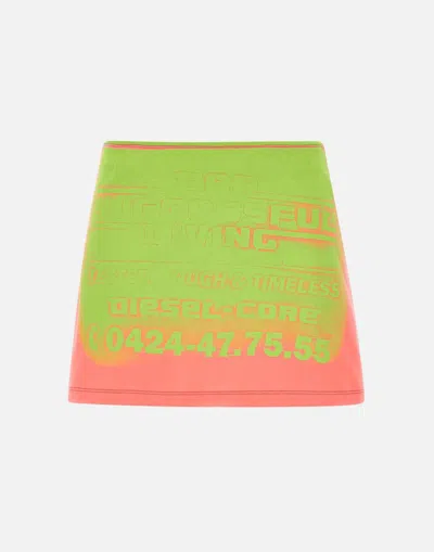 Diesel O Hun Cotton Mini Skirt In Green