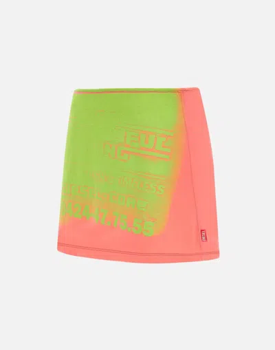 Diesel O Hun Cotton Mini Skirt In Green