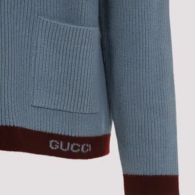 Gucci Wool Cardigan With Contrast Trim And Front Pockets