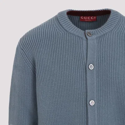 Gucci Wool Cardigan With Contrast Trim And Front Pockets