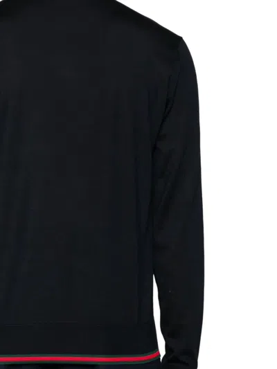 Gucci Long-sleeve Black Crewneck Sweater With Ribbed Details In Black