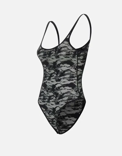 Diesel Megan Lace Bodysuit With Deep Back In Gray