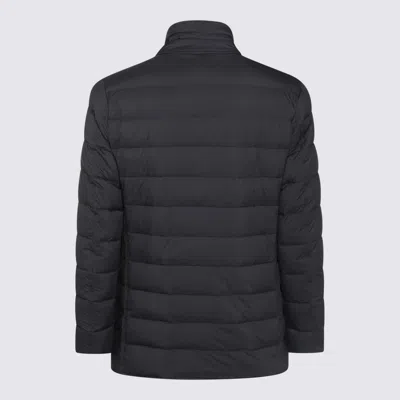 Herno Tailored Black Puffer Jacket With Notched Collar In Black