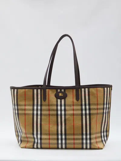 Burberry Womens Highlands Medium Cotton-blend Tote Bag Sand In Brown