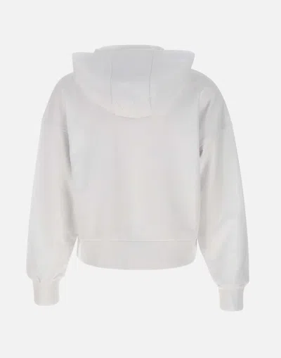 Iceberg White Cotton Hoodie With Pouch Pocket In White