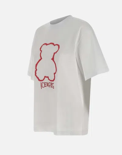 Iceberg White Cotton T Shirt With Embroidered Logo