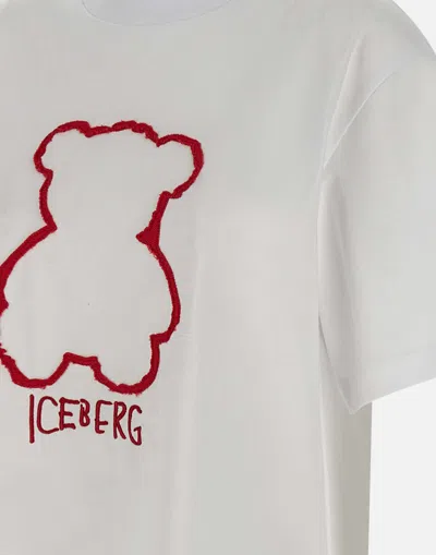 Iceberg White Cotton T Shirt With Embroidered Logo