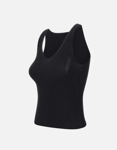 Iceberg U-neck Ribbed-knit Tank Top In Black