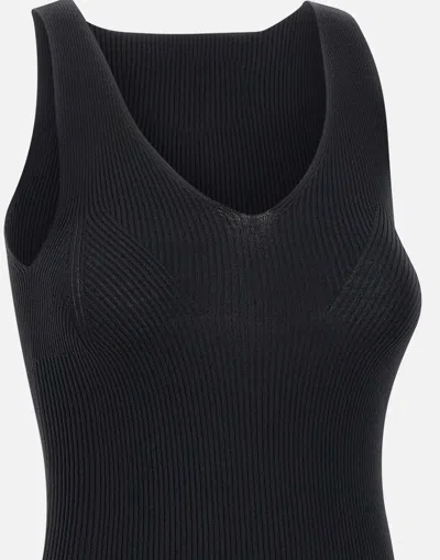Iceberg U-neck Ribbed-knit Tank Top In Black