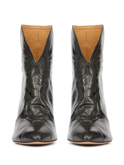 Isabel Marant Acna Leather Ankle Boots In Black