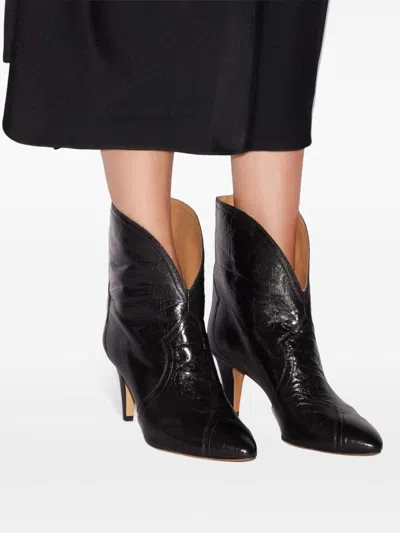 Isabel Marant Acna Leather Ankle Boots In Black