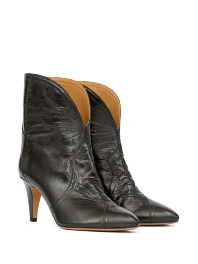 Isabel Marant Acna Leather Ankle Boots In Black