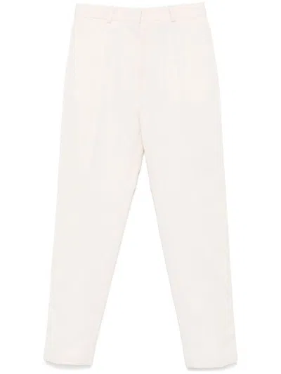 Jacquemus Tailored Beige Trousers With Concealed Front Closure In White