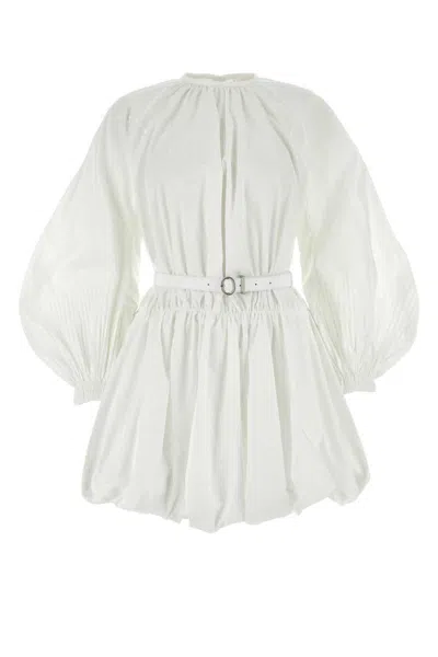 Jil Sander Leather-trimmed Cotton Poplin Minidress