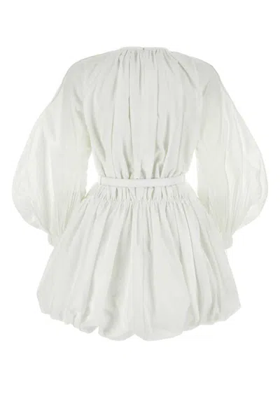 Jil Sander Leather-trimmed Cotton Poplin Minidress