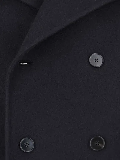 Jil Sander Long Length Double-breasted Jacket In Black