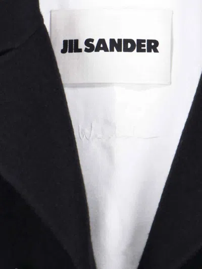 Jil Sander Long Length Double-breasted Jacket In Black