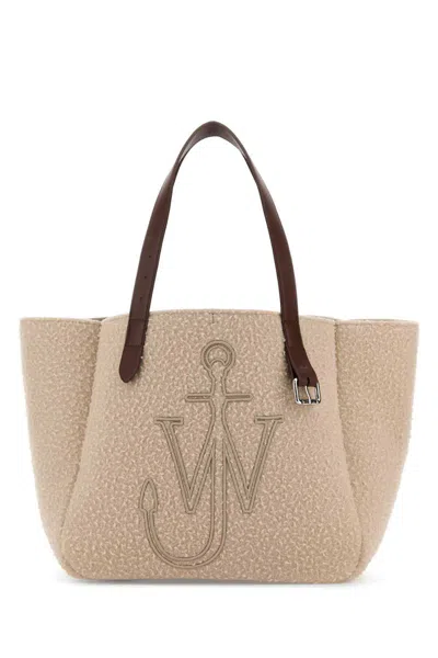 Jw Anderson Beige Fabric Belt Shopping Bag In Pink