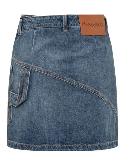 Jw Anderson Twisted Mini Skirt In Blue