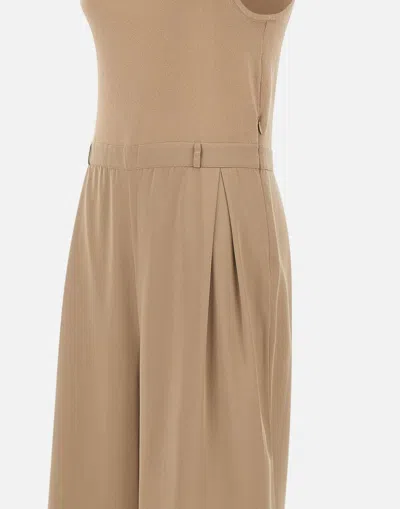 Kangra Cashmere Kangra Toffee Satin Knit Jumpsuit In Brown