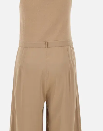 Kangra Cashmere Kangra Toffee Satin Knit Jumpsuit In Brown