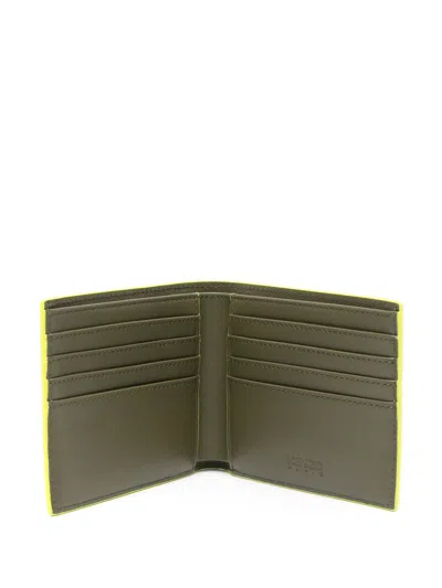 Kenzo Emboss Bi-fold Wallet With Clean Lines In Green
