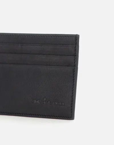 Kiton Black Leather Multi Compartment Card Case In Black