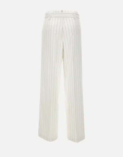 Liu •jo Liu Jo High Waisted Pinstripe Wide Leg Trousers In White