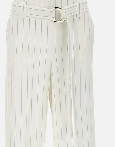 Liu •jo Liu Jo High Waisted Pinstripe Wide Leg Trousers In White