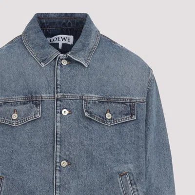 Loewe Anagram Cut-outs Denim Jacket In Blue