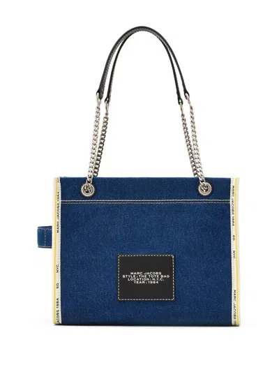 Marc Jacobs The Medium Tote In Blue Denim With Embroidered Logo