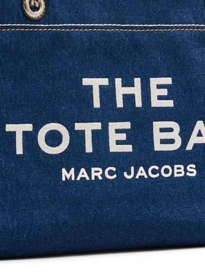 Marc Jacobs The Medium Tote In Blue Denim With Embroidered Logo