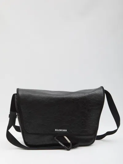 Balenciaga Explorer Leather Messenger Bag In Black