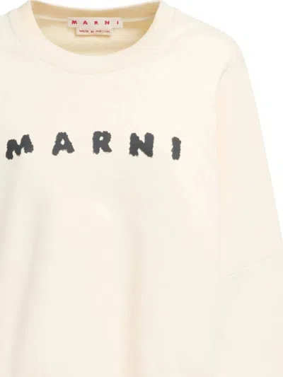 Marni Cotton Sweatshirt With Print In Neutral