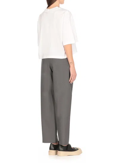 Marni Crew Neck Cropped Graphic Print T-shirt In White