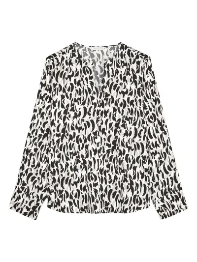 Marc O'polo Animal-print Button-up Blouse In Black