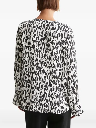 Marc O'polo Animal-print Button-up Blouse In Black