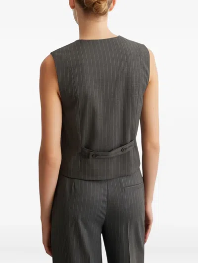 Marc O'polo Pinstripe Sleeveless Waistcoat In Gray