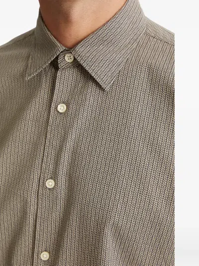 Marc O'polo Printed Button-up Shirt In Brown