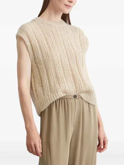 Marc O'polo Ribbed Sleeveless Sweater In Neutral