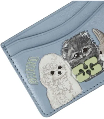 Ganni Bou Light Blue Card Holder In Blue