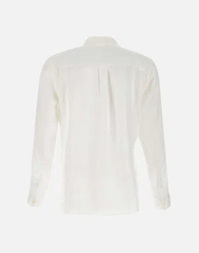 Mc2 Saint Barth Naxos Linen Shirt With Mandarin Collar In White