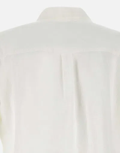 Mc2 Saint Barth Naxos Linen Shirt With Mandarin Collar In White