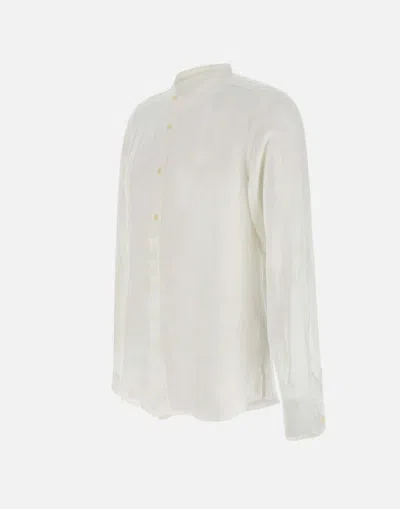 Mc2 Saint Barth Naxos Linen Shirt With Mandarin Collar