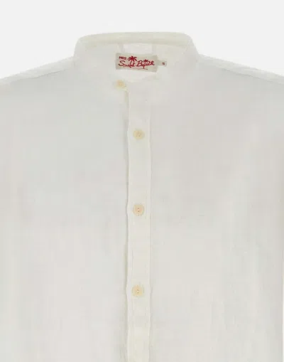 Mc2 Saint Barth Naxos Linen Shirt With Mandarin Collar